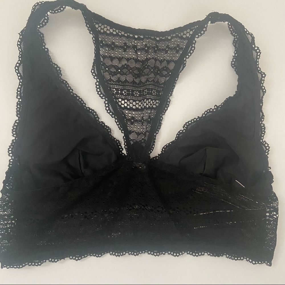Victoria's Secret VS Black Lace Floral Bralette T Back Razorback Small